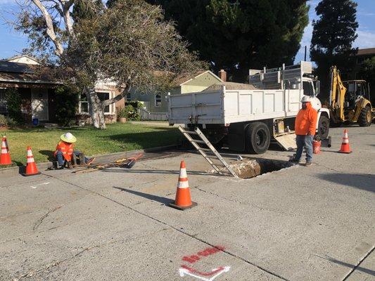 Excavation for sewer replacement