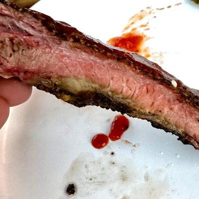 Closeup of rib smoke ring