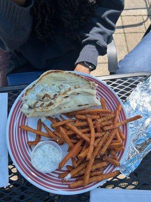 Chicken Gyro and Sweet Potato Fries