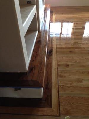 Our living room with black walnut mantel