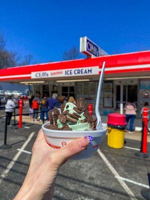 Mint soft serve ice cream