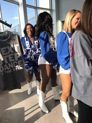 Dallas Cowboy Cheerleaders visiting the studio to work with our DCC Team