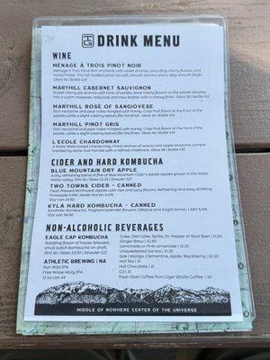 Wine menu