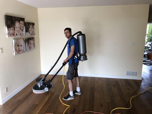 Maintenance oiling of oiled wood floors makes them look awesome again.