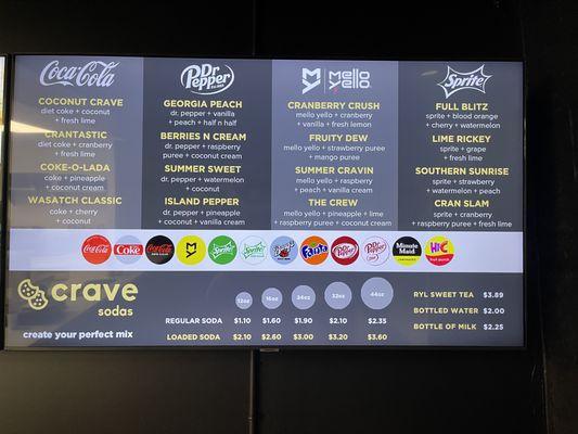 Loaded soda menu