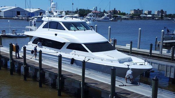 Boat docked at DYS marina and fuel.