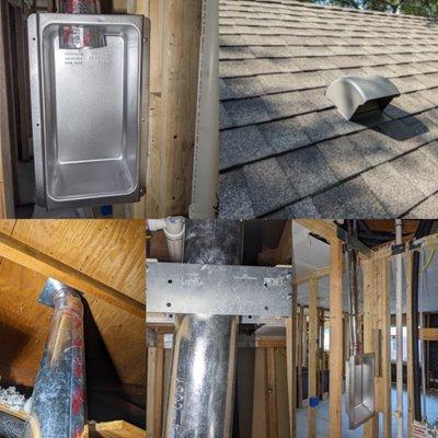 Dryer vent installation on a home being remodeled in Tarrytown. We installed a recessed DryerBox & DryerJack roof vent.