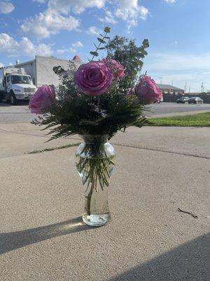 the first arrangement with its huge weird vase