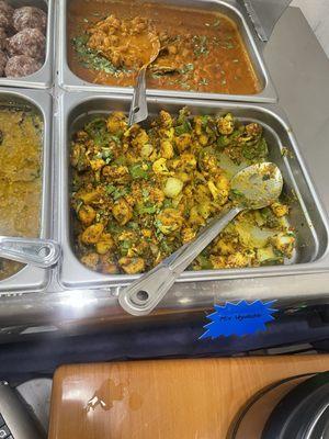 Top right chole  Bottom aloo gobi