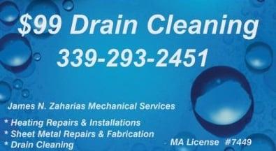 Drain Cleaning Services $99.00 Call 339-293-2451