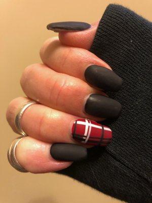 Matte black with plaid accent