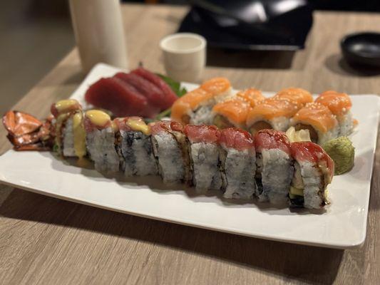 Lobster tempura roll and ahi tuna