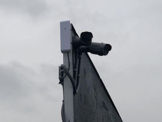 HD security cameras and a Unifi Nano station point to point providing Internet from a building 600 yards away