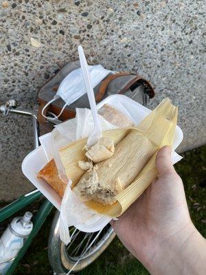 Chicken and pork tamales