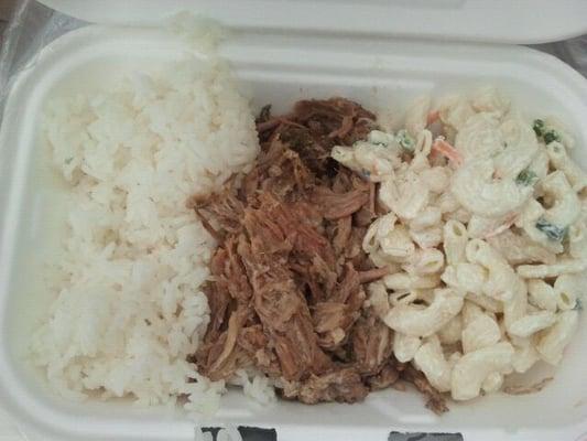 Small kalua pork plate lunch.