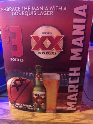 March Madness deal $3 Dos Equis!