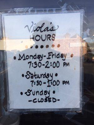 The Hours Posted on the front door