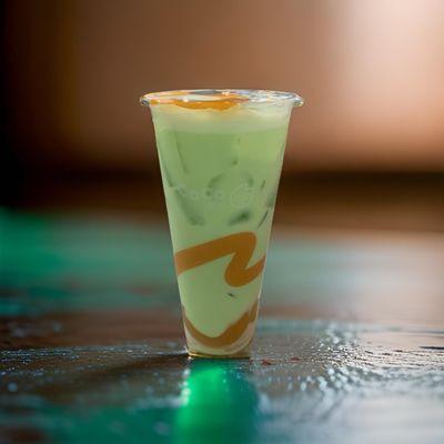 New drink! Honeydew Jasmine milk tea with green tea jelly!