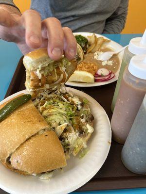 Torta and taco platter