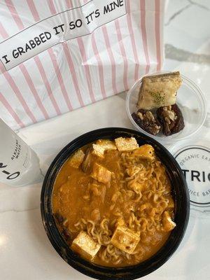 Baklava, Walnut Stuffed Dates and Tofu Fusion ramen