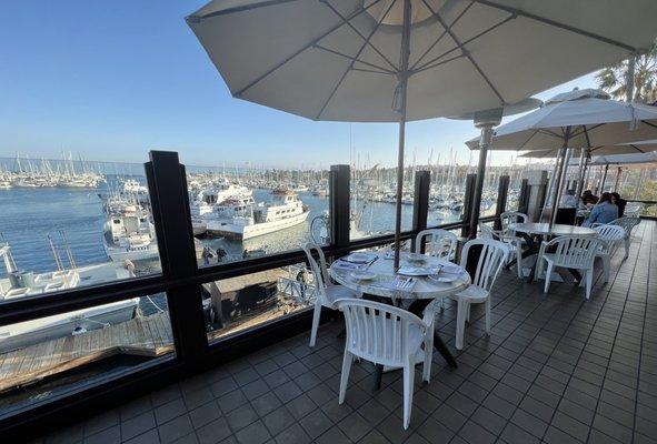 Outdoor patio with heaters