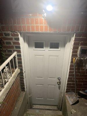 This is the light Andrew installed over my basement entrance which used to be very dark at night