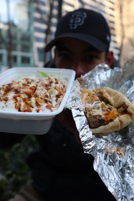 Lamb gyro and chicken rice