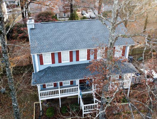 Replacement in Alabaster using GAFs Pewter Gray shingles. These shingles offer a dimensional look and offer high performance protection