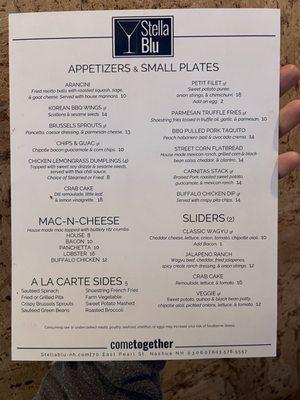 Menu front