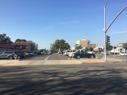 Parking lot (no parking signs, you should register with front desk to avoid parking violation).