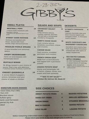 Menu 2/28/23