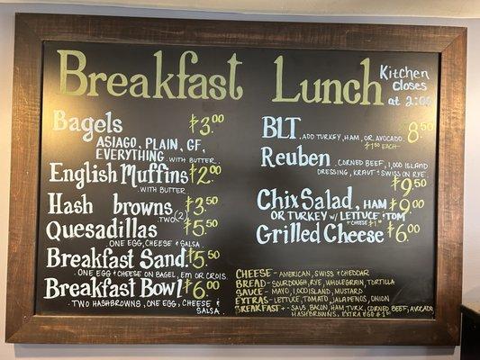 Breakfast and Lunch Menu