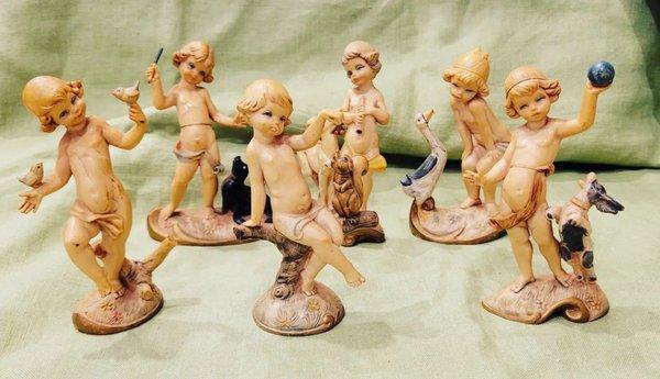 Antique ART NOUVEAU Italian Fontanini cherubs with animals. Come see what's new this week.