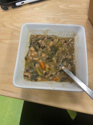 Soup of the day"Black eye pea soup".