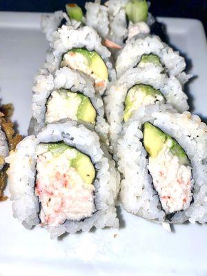 California roll (Surimi crab, cucumber, avocado) $6.50