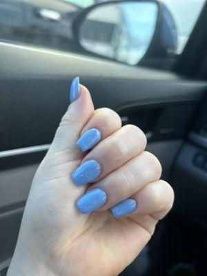 Blue Acrylic nails, no designs