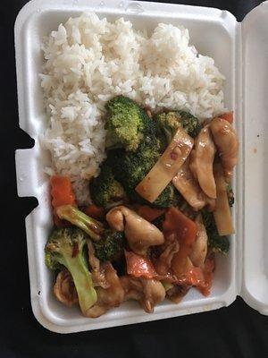 Chicken broccoli with garlic sauce / white rice