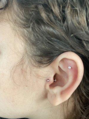 flat and daith piercings by Tallia