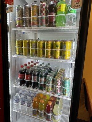 Bottled/ canned drinks fridge- lots of options in addition to fountain drinks