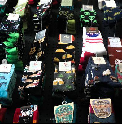 A fun assortment of novelty socks from Socksmith and Pendleton.