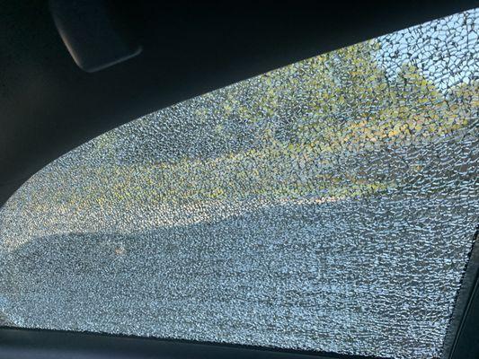 According to Q, this could have been much worse. The tint held the window together and kept it from shattering in my face!