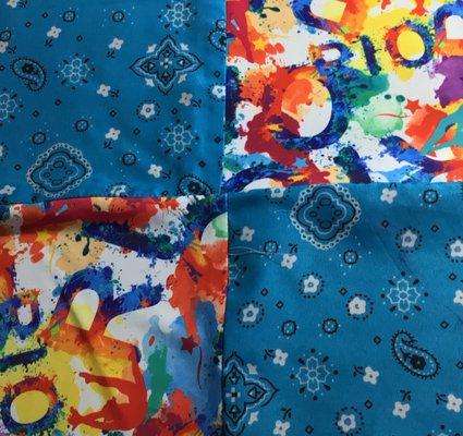 Bandana cotton cloth in teal (comes in several other colors- red, navy, brown, black, etc.) Rio color splash polyester 58'' wide