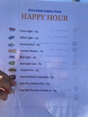 Happy hour menu