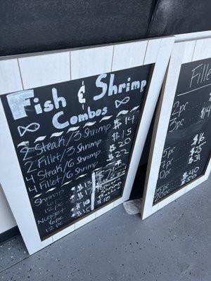 Seafood menu fried catfish and shrimp combo meals