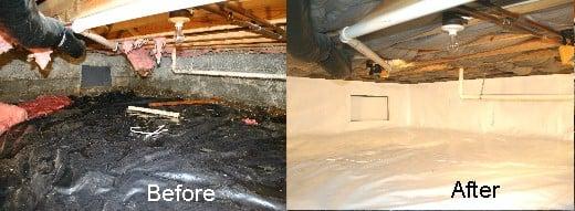 before and after crawlspace