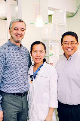 Dr. Fadi Beydoun/Implant Specialist, Dr. Linda Pan/General Dentist and Mr. Suen Lau/Office Manager.