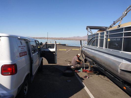 Wheel bearings at the launch ramp.