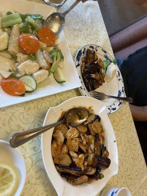 Spicy eggplant chicken and vegetables