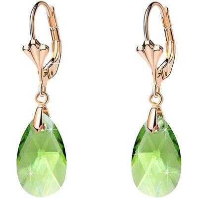 Austrian Crystal Teardrop Leverback Dangle Earrings for Women Fashion 14K Gold Plated Hypoallergenic Jewelry