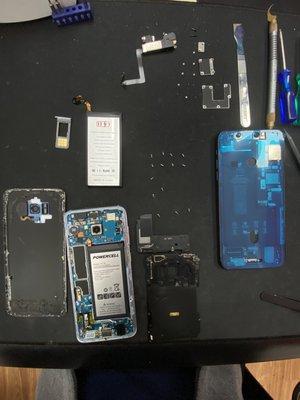 iPhone 11 Pro Max Screen Replacement and Samsung Galaxy S8 Battery Replacement at the same time.